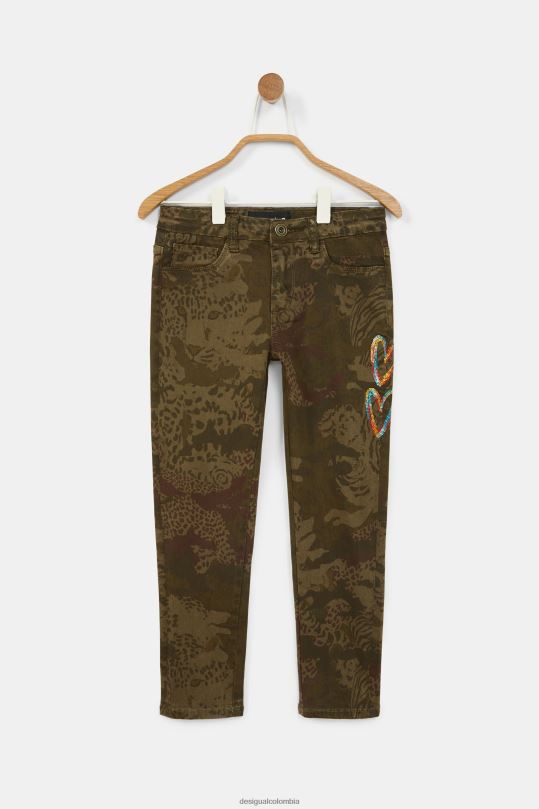 ropa 4802L1887 chica Desigual pantalones rectos con estampado bordado - Desigual sales online