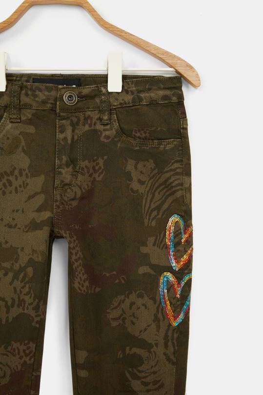 ropa 4802L1887 chica Desigual pantalones rectos con estampado bordado - Desigual sales online