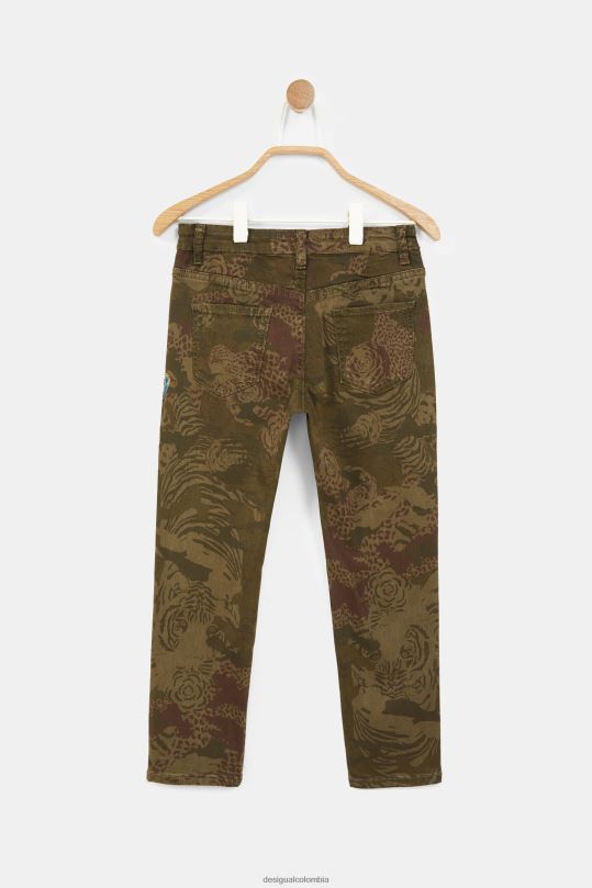 ropa 4802L1887 chica Desigual pantalones rectos con estampado bordado - Desigual sales online