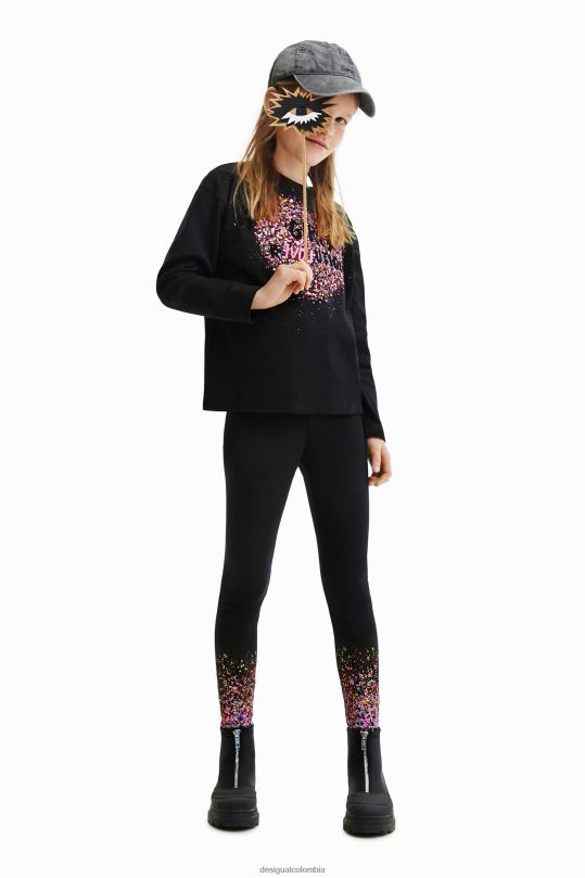 ropa 4802L1889 chica Desigual leggings ajustados con salpicaduras - Desigual Colombia Medellín