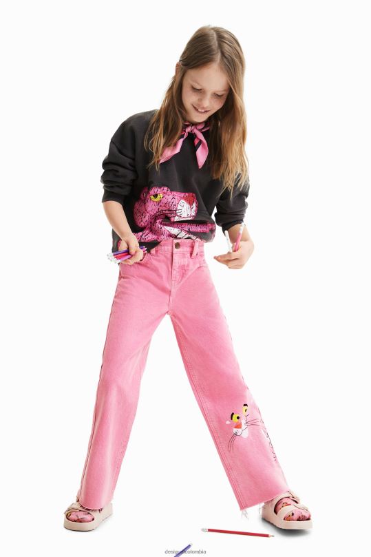 ropa 4802L682 chica Desigual jeans acampanados pantera rosa - Desigual sale damen