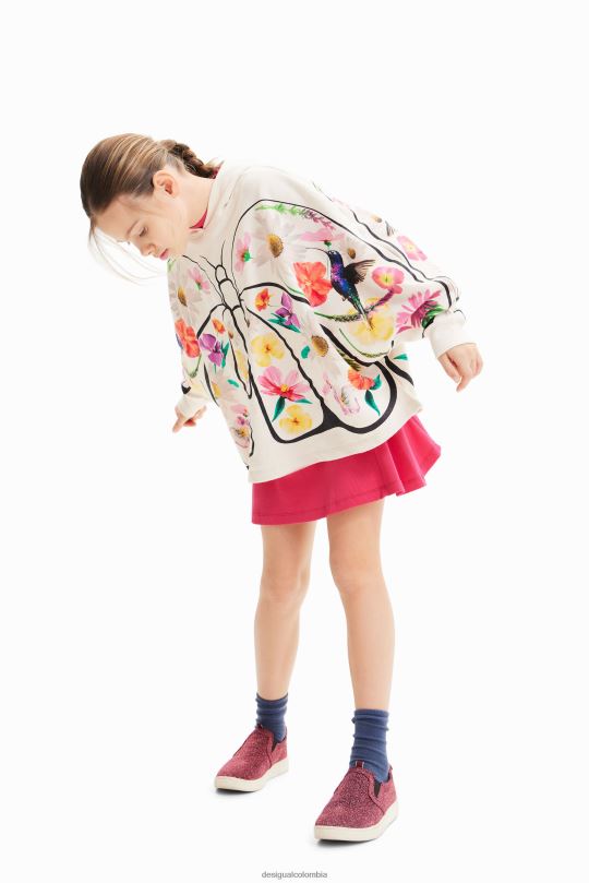 ropa 4802L1750 chica Desigual sudadera con capucha oversize con mariposas - Desigual Colombia Medellín