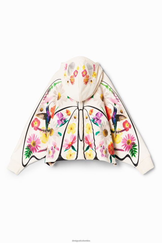 ropa 4802L1750 chica Desigual sudadera con capucha oversize con mariposas - Desigual Colombia Medellín
