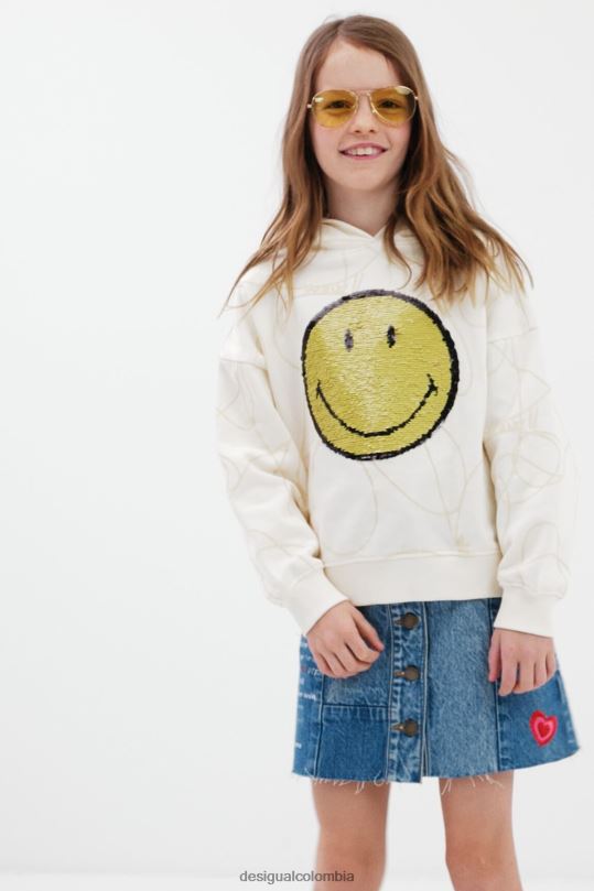 blusas Desigual bogota - ropa 4802L1852 chica Desigual sudadera con capucha reversible con lentejuelas y smiley