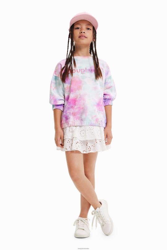 ropa 4802L1868 chica Desigual sudadera con logo teñido anudado - Desigual sale damen