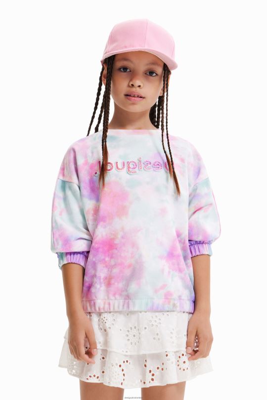 ropa 4802L1868 chica Desigual sudadera con logo teñido anudado - Desigual sale damen