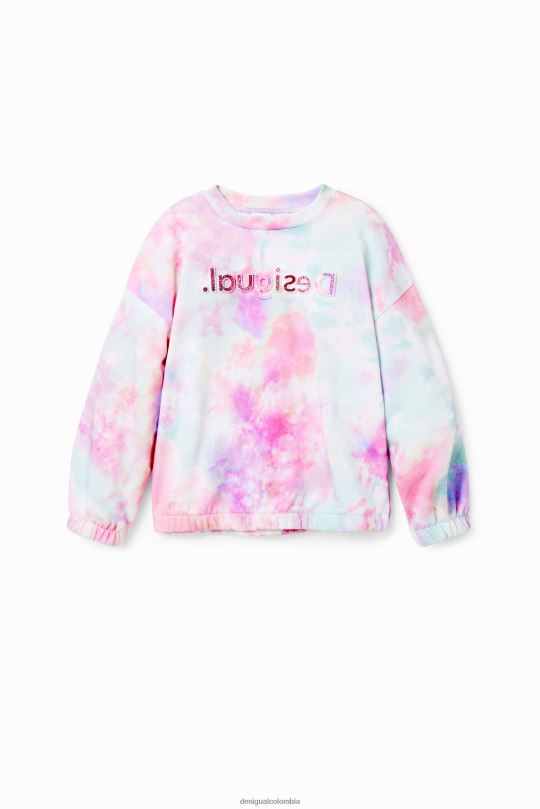 ropa 4802L1868 chica Desigual sudadera con logo teñido anudado - Desigual sale damen