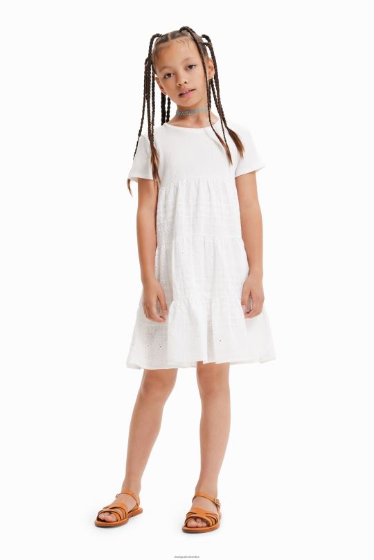 Desigual Colombia - ropa 4802L1155 chica Desigual vestido combinado con bordado suizo
