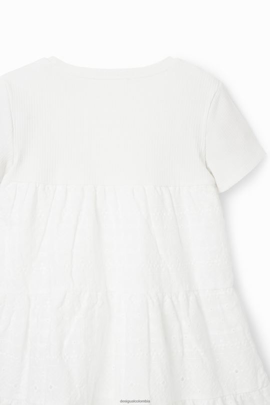 Desigual Colombia - ropa 4802L1155 chica Desigual vestido combinado con bordado suizo