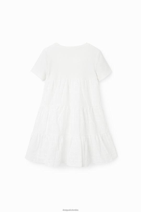 Desigual Colombia - ropa 4802L1155 chica Desigual vestido combinado con bordado suizo