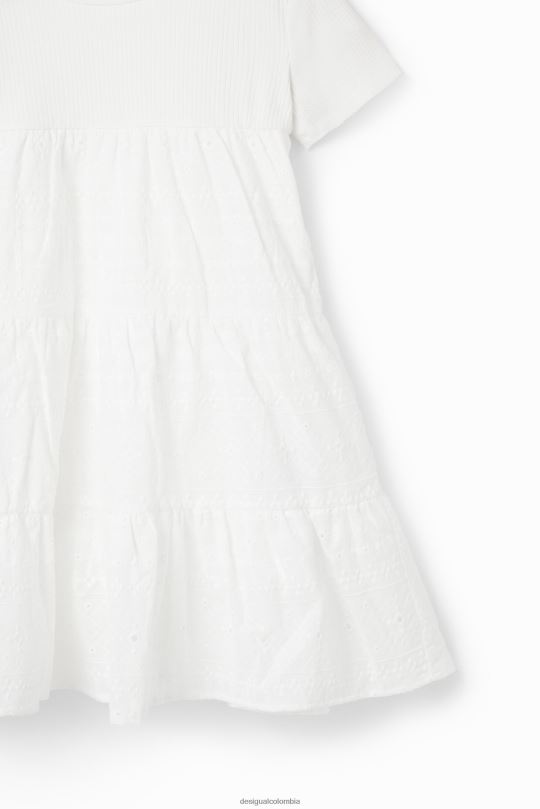 Desigual Colombia - ropa 4802L1155 chica Desigual vestido combinado con bordado suizo