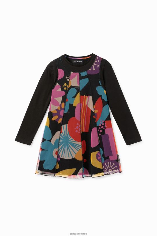 ropa 4802L1760 chica Desigual vestido con estampado de tul - Desigual Colombia rebajas