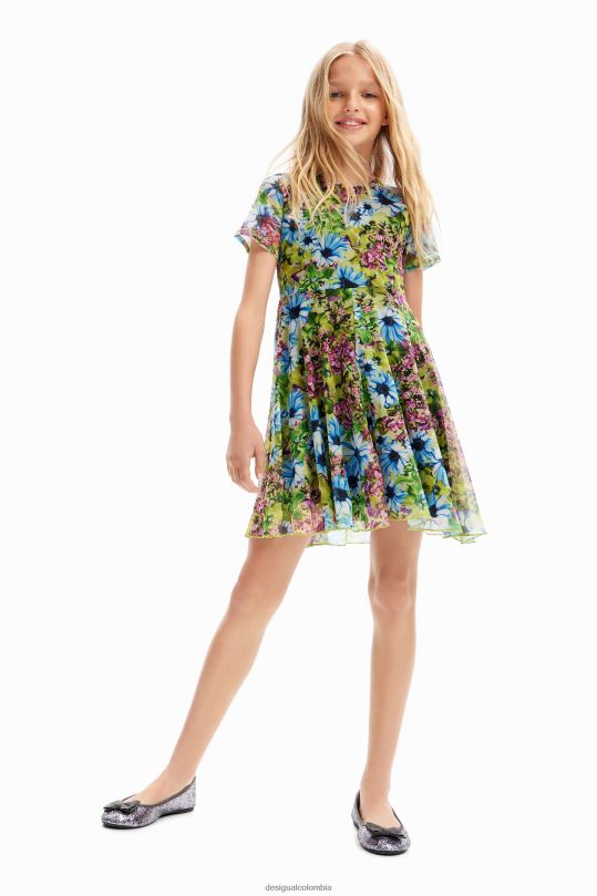 ropa 4802L1790 chica Desigual vestido de flores de tul - Desigual Colombia Medellín