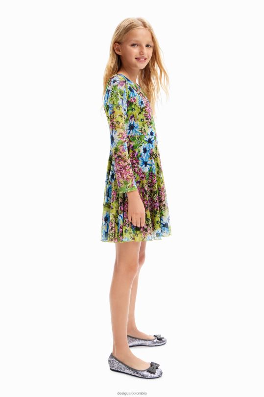 Desigual Colombia pagina oficial - ropa 4802L1799 chica Desigual vestido floral de tul de manga larga