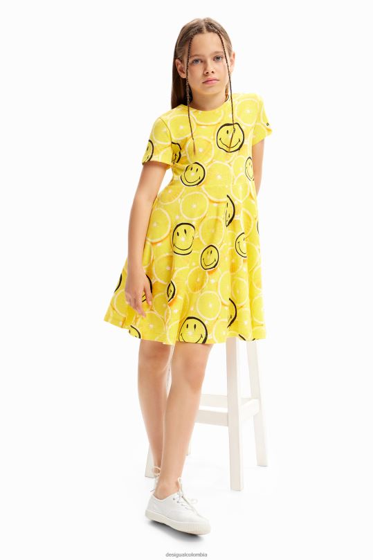 ropa 4802L1835 chica Desigual vestido de limón sonriente - Desigual sale damen