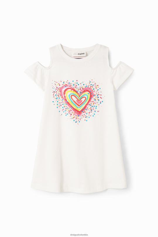 ropa 4802L1842 chica Desigual vestido estilo camiseta con aberturas en forma de corazón - Desigual shop
