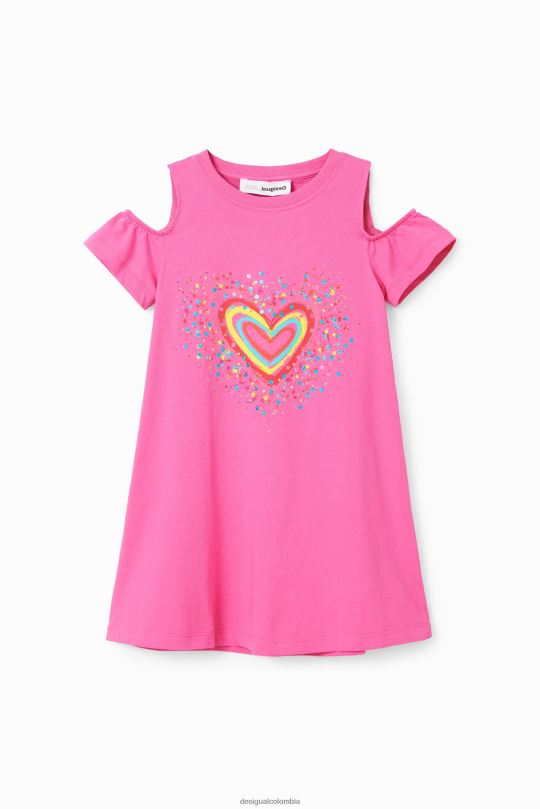 Desigual Colombia pagina oficial - ropa 4802L1846 chica Desigual vestido estilo camiseta con aberturas en forma de corazón