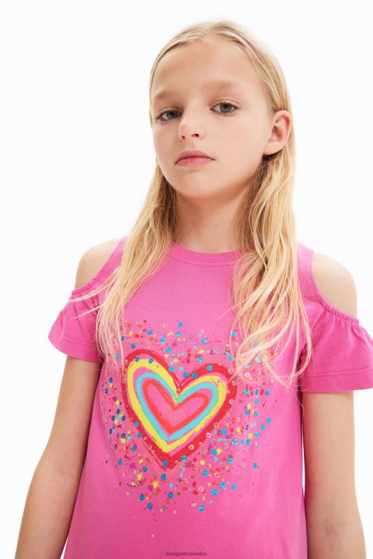 Desigual Colombia pagina oficial - ropa 4802L1846 chica Desigual vestido estilo camiseta con aberturas en forma de corazón
