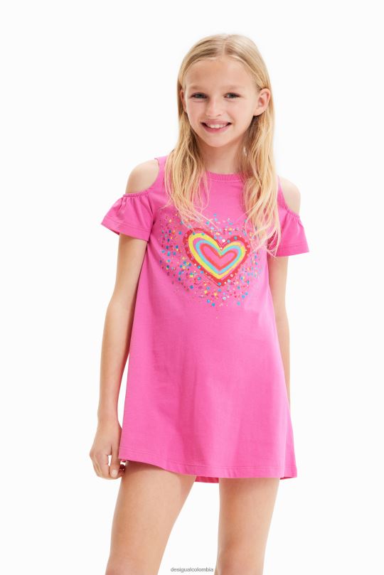 Desigual Colombia pagina oficial - ropa 4802L1846 chica Desigual vestido estilo camiseta con aberturas en forma de corazón
