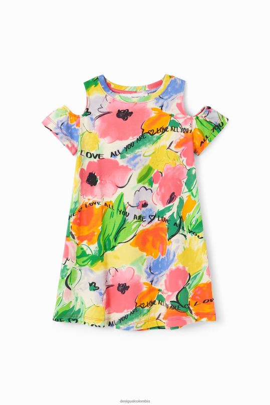blusas Desigual bogota - ropa 4802L1867 chica Desigual vestido estilo camiseta con aberturas y flores