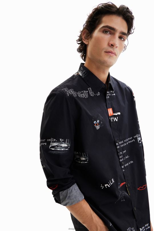 Desigual Colombia pagina oficial - ropa 4802L1525 hombres Desigual camisa con mensaje artístico