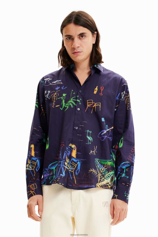 Desigual Colombia - ropa 4802L1526 hombres Desigual camisa manga larga con ilustración