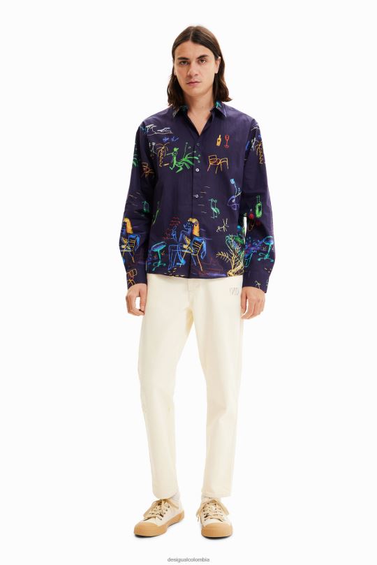 Desigual Colombia - ropa 4802L1526 hombres Desigual camisa manga larga con ilustración