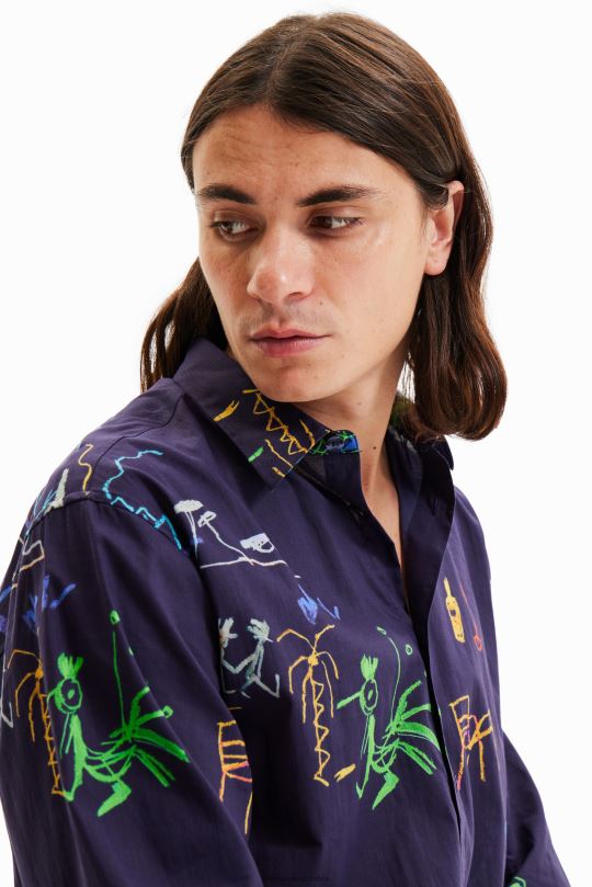 Desigual Colombia - ropa 4802L1526 hombres Desigual camisa manga larga con ilustración