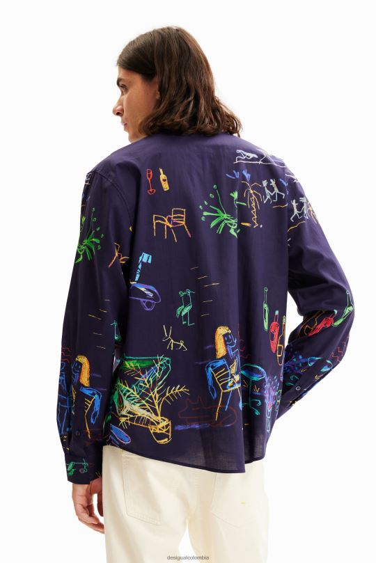 Desigual Colombia - ropa 4802L1526 hombres Desigual camisa manga larga con ilustración