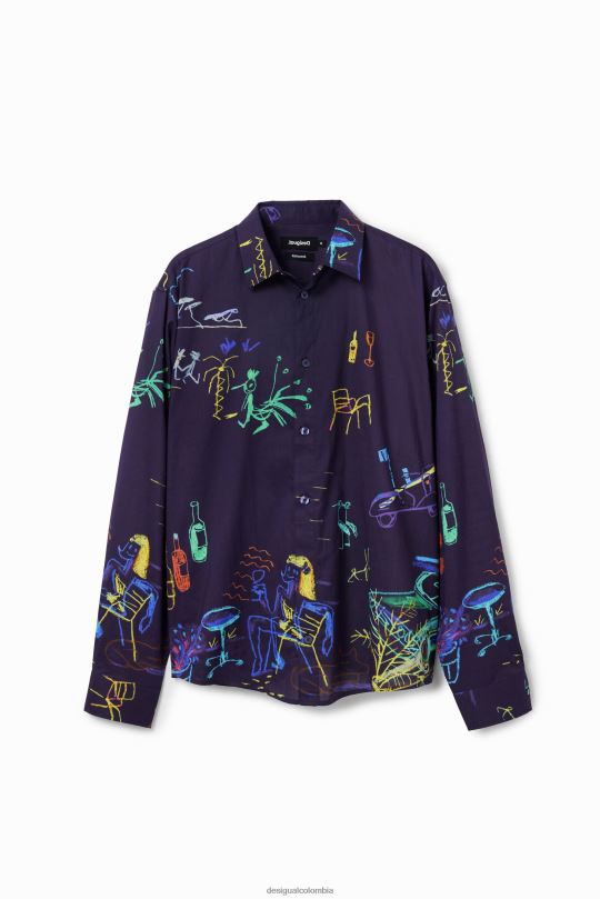 Desigual Colombia - ropa 4802L1526 hombres Desigual camisa manga larga con ilustración