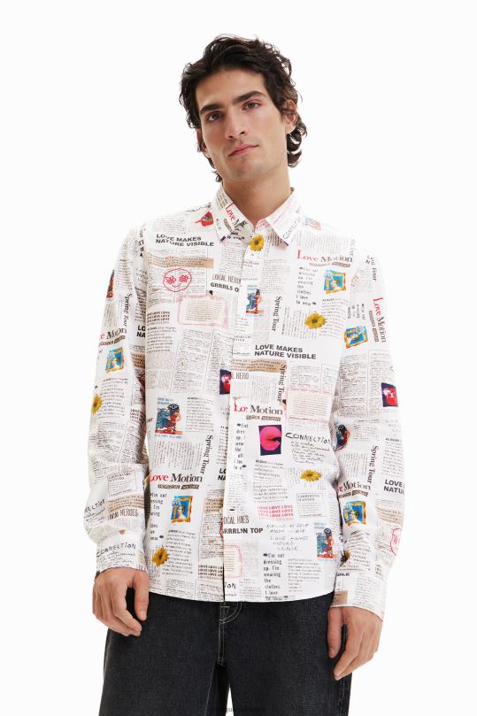 blusas Desigual bogota - ropa 4802L1539 hombres Desigual camisa de periódico de manga larga