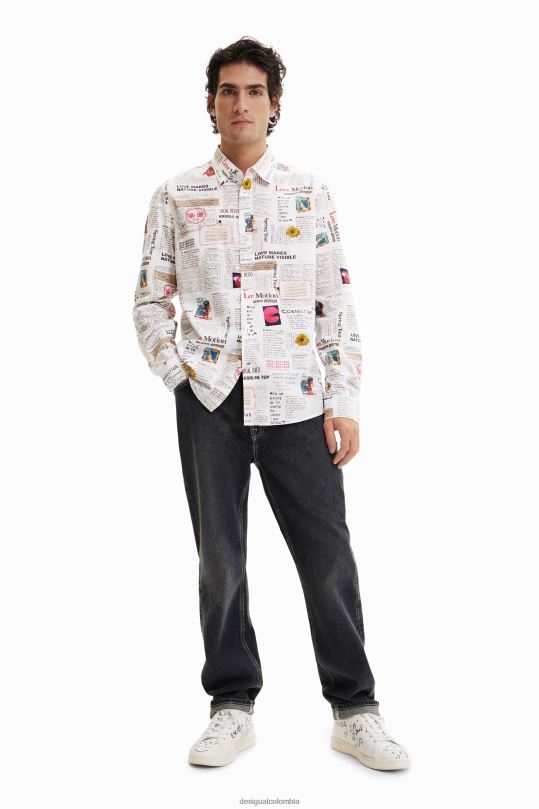 blusas Desigual bogota - ropa 4802L1539 hombres Desigual camisa de periódico de manga larga
