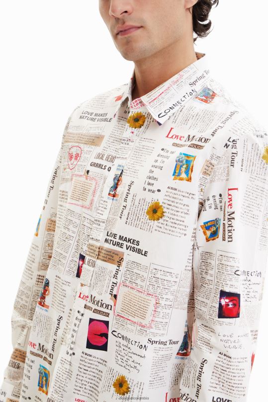 blusas Desigual bogota - ropa 4802L1539 hombres Desigual camisa de periódico de manga larga