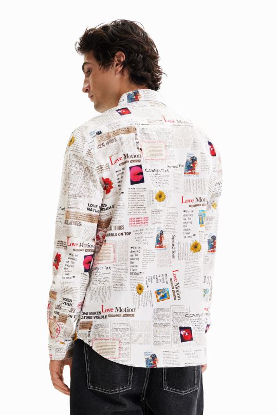 blusas Desigual bogota - ropa 4802L1539 hombres Desigual camisa de periódico de manga larga