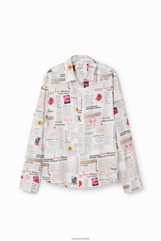 blusas Desigual bogota - ropa 4802L1539 hombres Desigual camisa de periódico de manga larga