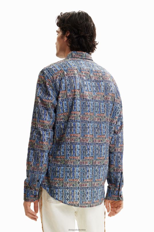 ropa 4802L1543 hombres Desigual camisa con logo artístico bordado - Desigual Colombia rebajas