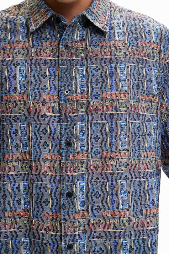 ropa 4802L1543 hombres Desigual camisa con logo artístico bordado - Desigual Colombia rebajas
