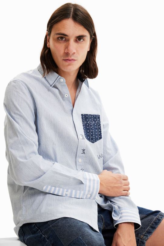 ropa 4802L1544 hombres Desigual camisa a rayas en contraste - Desigual sale damen