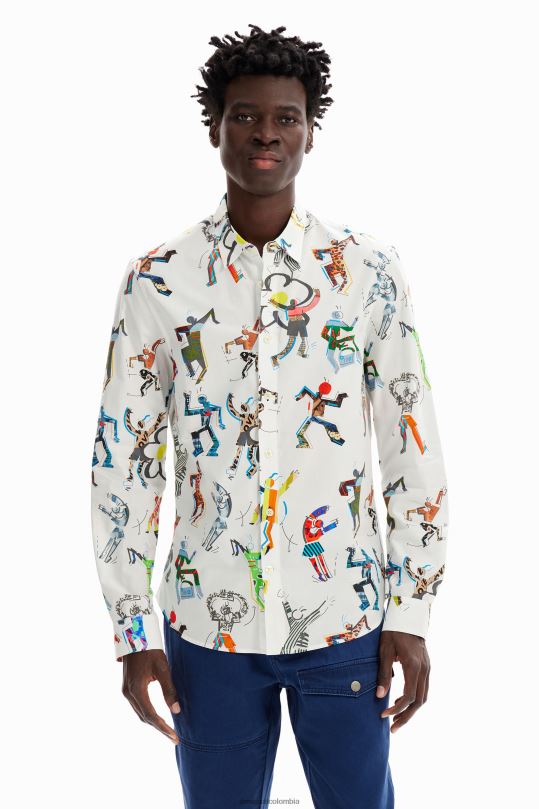 ropa 4802L1549 hombres Desigual camisa figuras bailando - Desigual sales online