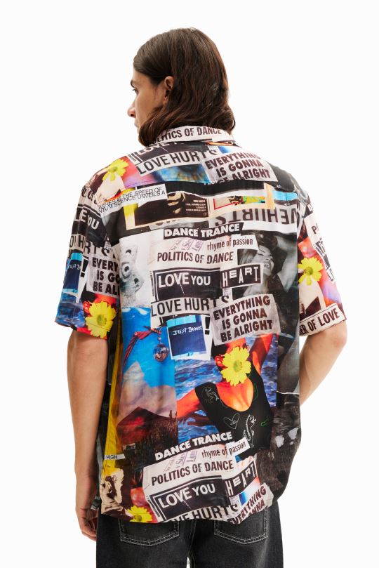 ropa 4802L1553 hombres Desigual camisa de periódico resort - Desigual shop