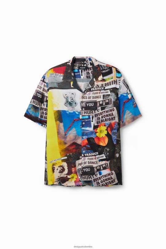 ropa 4802L1553 hombres Desigual camisa de periódico resort - Desigual shop