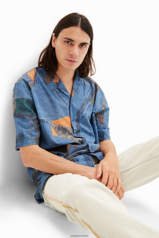 Desigual Colombia - ropa 4802L1565 hombres Desigual camisa estilo resort con patchwork