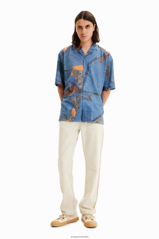 Desigual Colombia - ropa 4802L1565 hombres Desigual camisa estilo resort con patchwork