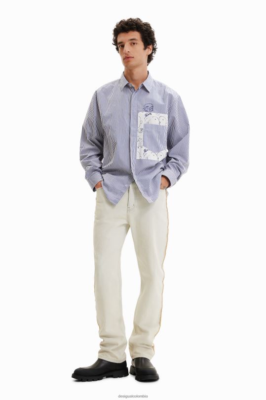 Desigual Colombia bolsos - ropa 4802L1578 hombres Desigual camisa a rayas con patchwork