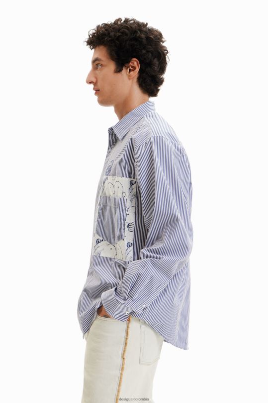 Desigual Colombia bolsos - ropa 4802L1578 hombres Desigual camisa a rayas con patchwork