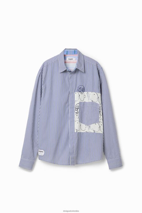 Desigual Colombia bolsos - ropa 4802L1578 hombres Desigual camisa a rayas con patchwork