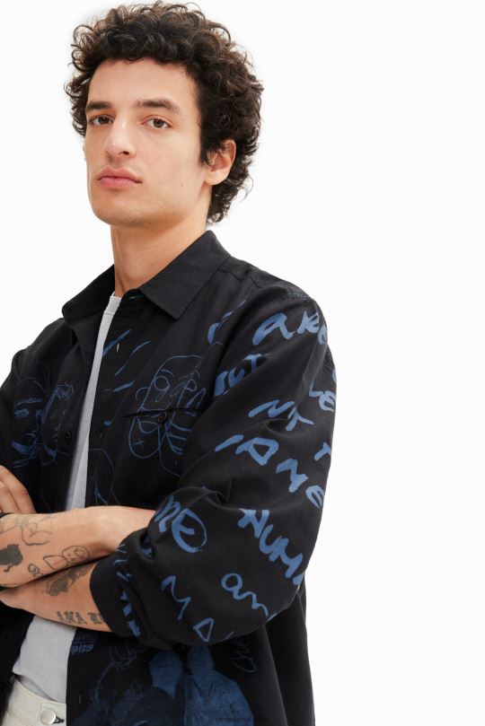 Desigual zapatos Colombia - ropa 4802L1579 hombres Desigual camisa de lino con ilustración