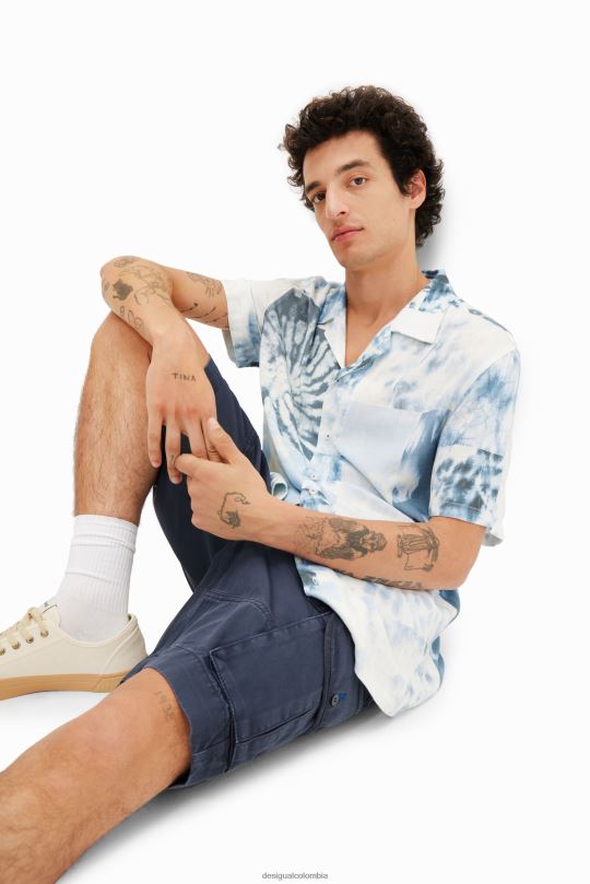 ropa 4802L1585 hombres Desigual camisa resort con efecto tie-dye - Desigual sale damen