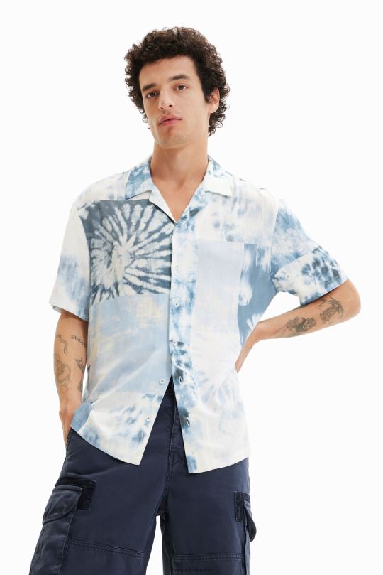 ropa 4802L1585 hombres Desigual camisa resort con efecto tie-dye - Desigual sale damen