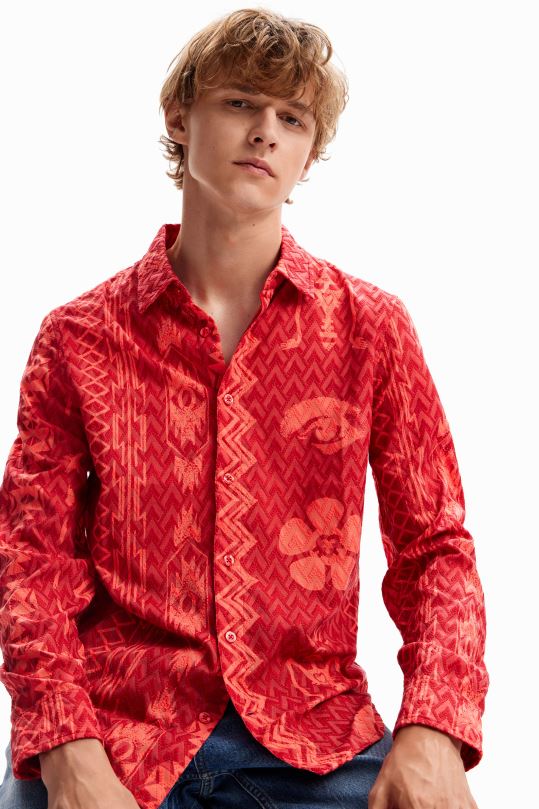 ropa 4802L1589 hombres Desigual camisa con textura geométrica - Desigual Colombia Medellín
